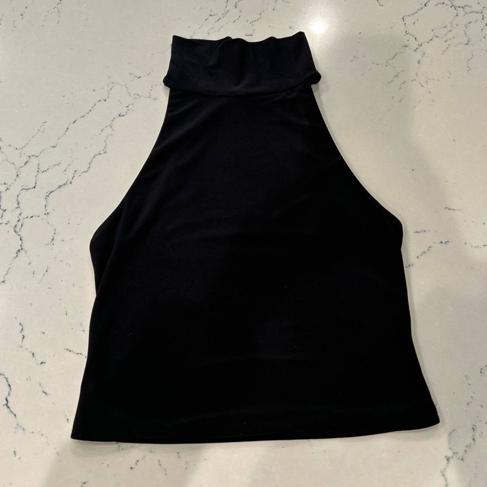 Black Crop Top Mock Neck